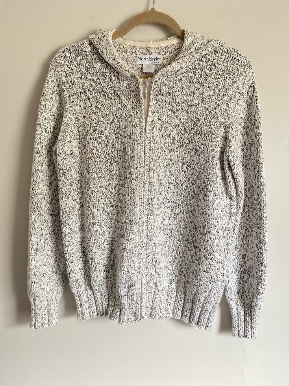 NorthStyle Jacket Sm Zip Up Hooded Chunky Knit Sweater Skater Grandpa Core Cozy